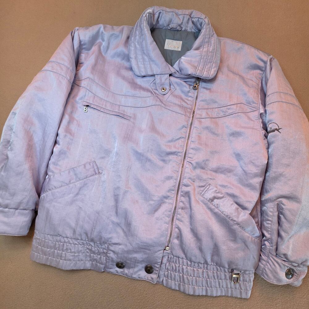 Bogner Vintage 80s 90s Puffer Jacket Coat Metallic Lavender Sz 10 Made In USA